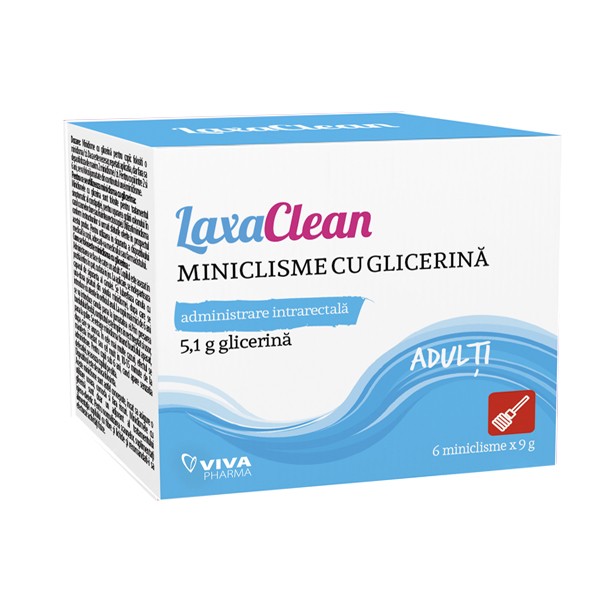 LAXACLEAN - Miniclisme cu glicerina (5.1 g) - Adulti - VivaPharma